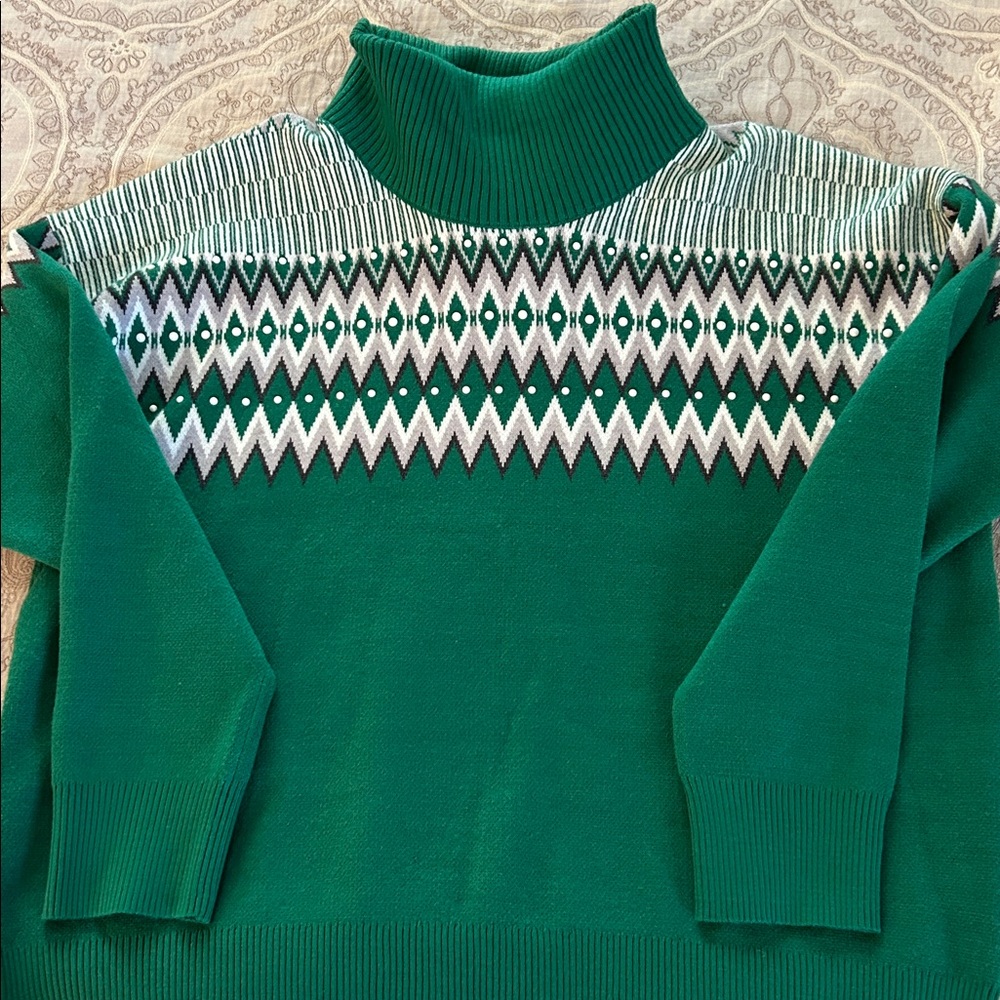 Xl Green fair isle ski sweater-BNWT - Picture 3 of 9
